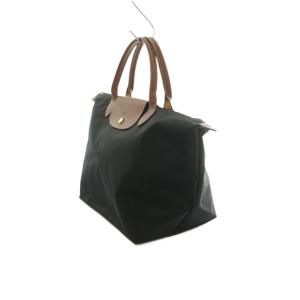 Longchamp ルプリアージュ M トートバッグ ナイロン 黒 ブラック 茶 ブラウン /MI OS