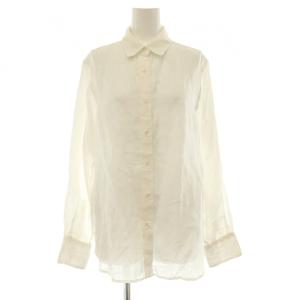 European Linen リネンシャツ ブラウス 36 白 ホワイト 長袖 レギュラーカラー ワンカラー