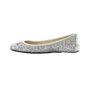 JIMMY CHOO MODELL FLAT フラットシューズ バレエシューズ パンプス 38 25cm シルバーカラー グリッター