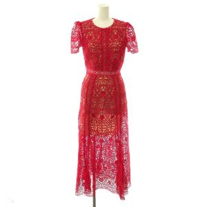 ドレス ワンピース ロング 半袖 UK6 レッド ベージュ /DO OS