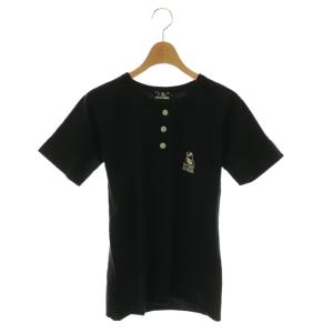 TOP HYS pt ヘンリーネックTシャツ 半袖 コットン S 黒 ブラック /NR OS SH