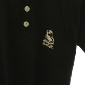 HYSTERIC GLAMOUR TOP HYS pt ヘンリーネックTシャツ 半袖 コットン S 黒 ブラック /NR OS SH