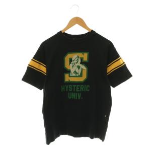 HYSTERIC Univ コットンTシャツ カットソー 半袖 コットン M 黒 ブラック /NR OS
