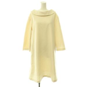 43212 NEW FLANNEL DRESS フランネルドレス ワンピース 七分袖 膝丈 40 アイボリー