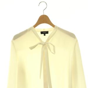 Theory PRIME GGT TIE BLOUSE ボウタイブラウス 長袖 S オフホワイト /HK OS