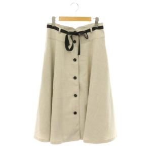 25SS 花ボタン付きフレアスカート ミモレ丈 ロング 40 ライトグレージュ /HS OS