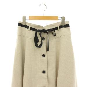 M'S GRACY 25SS 花ボタン付きフレアスカート ミモレ丈 ロング 40 ライトグレージュ /HS OS