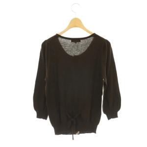 BURBERRY BLUE LABEL 7分袖ニットカーディガン クルーネック シルク混 38 ブラウン /DO OS