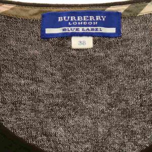 BURBERRY BLUE LABEL 7分袖ニットカーディガン クルーネック シルク混 38 ブラウン /DO OS