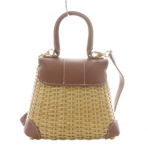 SEVEN TEN by MIHO KAWAHITO ラタン ミニフラップバッグ ハンドバッグ ワンハンドル ショルダーバッグ 2way ベージュ ブラウン