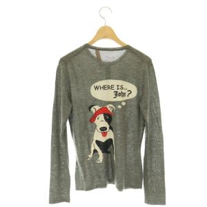 カシミヤシルク混ニットカーディガン 長袖 クルーネック M グレー マルチカラー /DO OS