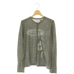 John Galliano カシミヤシルク混ニットカーディガン 長袖 クルーネック M グレー マルチカラー /DO OS