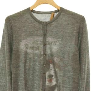 John Galliano カシミヤシルク混ニットカーディガン 長袖 クルーネック M グレー マルチカラー /DO OS