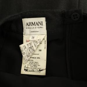 ARMANI COLLEZIONI ダブルボタン 切替プリーツスカート 膝丈 38 チャコールグレー /MY OS