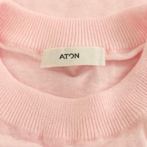 ATON RECYCLED FRESCA COTTON クルーネック セーター ニット 長袖 02 ピンク /MY