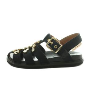 MARNI ビジュー グルカサンダル 37 23.5-24.0cm 黒 ブラック FBMS012201 /MI OS