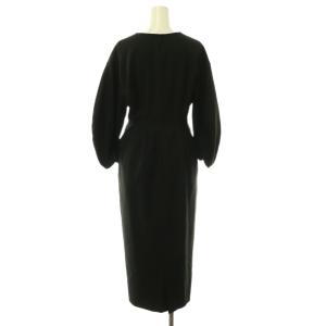 VERMEIL par iena 24AW P/Ryツイルウエストシェイプワンピース キーネック パフスリーブ 36 黒 ブラック /CX