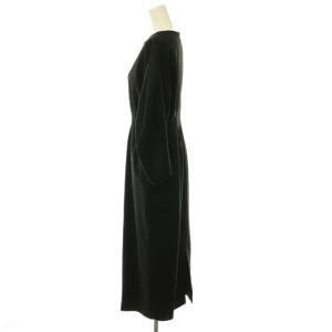 VERMEIL par iena 24AW P/Ryツイルウエストシェイプワンピース キーネック パフスリーブ 36 黒 ブラック /CX