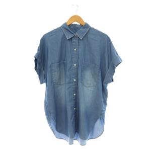 25SS フレンチスリーブデニムシャツ チュニック丈 半袖 ブルー /ES OS