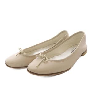 Cendrillon バレエフラット パンプス リボンモチーフ レザー 36.5 ベージュ /YO18