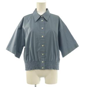 Cotton Callah シャツ ブラウス 半袖 レギュラーカラー ワンカラー 38 青 ブルー /BB