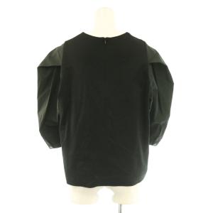 theory luxe カットソー 五分袖 クルーネック 切替 38 黒 ブラック /BB