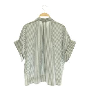 Spick&Span 26SS ハーフスリーブポプリンシャツ ストライプ ブルー ホワイト /HK OS