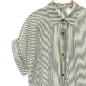 Spick&Span 26SS ハーフスリーブポプリンシャツ ストライプ ブルー ホワイト /HK OS