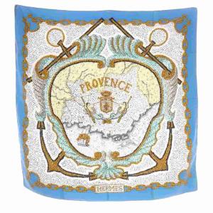 PROVENCE プロヴァンス スカーフ シルク 青 ブルー カレ90 /SR OH