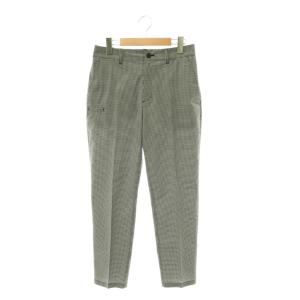 ORANGE LABEL サッカー ストレッチ テーパードパンツ ギンガムチェック M ブラック ホワイト