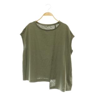 YOHJI YAMAMOTO カットオフアシンメトリーTシャツ カットソー 半袖 カーキ /MY OS