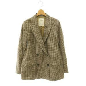 Moon Double Jacket ジャケット テーラード アウター チェック ウール 34 ベージュ