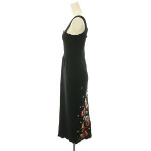GRACE CONTINENTAL 刺繍タイトニットワンピース ロング ノースリーブ 36 ブラック /HK OS