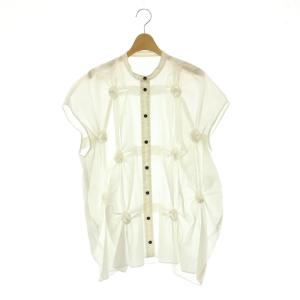 25SS CIRCLE SHIRRING SHIRT シャツ ブラウス 半袖 38 ホワイト /ES OS