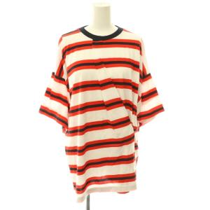 26SS tuck t-shirt Tシャツ カットソー ボーダー 五分袖 M 白 赤 /HK OS