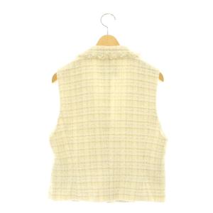 GRACE CONTINENTAL  24AW ツイードベスト ジレ フリンジ パールボタン 38 白 ベージュ /CX OS