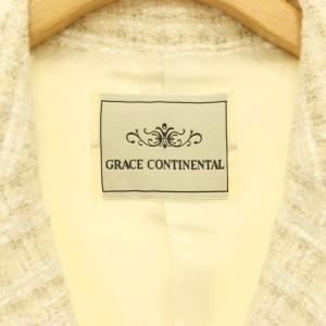 GRACE CONTINENTAL  24AW ツイードベスト ジレ フリンジ パールボタン 38 白 ベージュ /CX OS