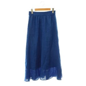 25SS フレンチリネンギャザースカート ロング フレア ブルー /DO OS