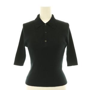 COTTON HIGHGAUGERIB KNITPOLOSHIRT トップス リブニット セーター 五分袖