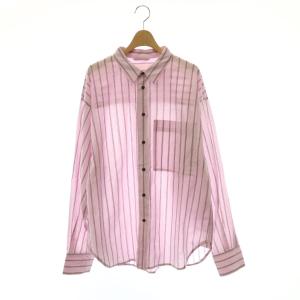 26SS stripe pocket shirts シャツ ストライプ 長袖 F ピンク /HK OS
