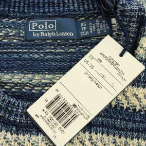 Polo by Ralph Lauren 総柄 半袖 ニット カットソー ボーダー コットン XS ネイビー /MY OS