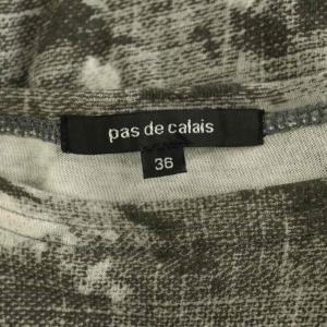pas de calais ボタニカルプリントプルオーバー カットソー 長袖 ボートネック 36 グレー /MY OS