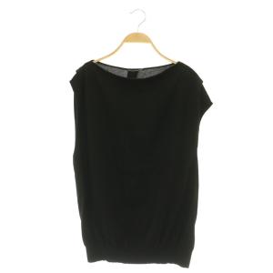 design jersey カットソー ニット ノースリーブ タック ボートネック ブラック /MY OS