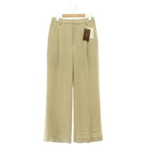 24SS SATIN SLAX スラックス ワイドパンツ サテン 36 ベージュ /MY OS