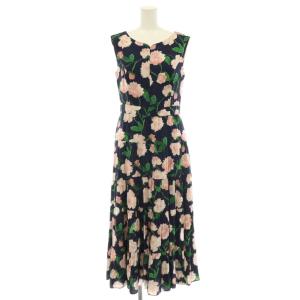 洗える ROSA LONG DRESS ロングドレス ワンピース ノースリーブ 2 ネイビー マルチカラー