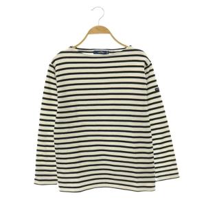 バスクシャツ ボーダーカットソー Tシャツ コットン I40 黒 ブラック 白 ホワイト /CX OS