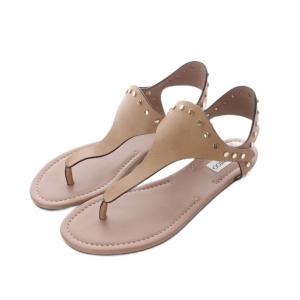DARA FLAT トングサンダル シューズ 38 25cm NUDE ベージュ スタッズ レザー /RI
