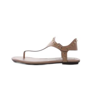 JIMMY CHOO DARA FLAT トングサンダル シューズ 38 25cm NUDE ベージュ スタッズ レザー /RI