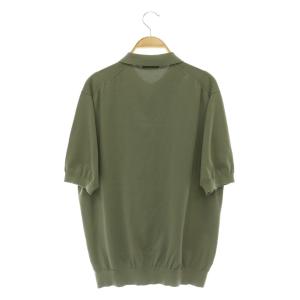 UNITED ARROWS COZY コットン ポリエステル ショートスリーブ ニット ポロシャツ 半袖 L カーキ /MY OS