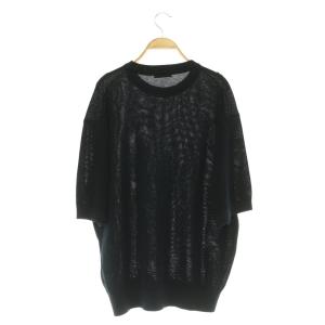 UNITED ARROWS 25SS コットン バーズアイ クルーネックニット 半袖 L ネイビー /MY OS